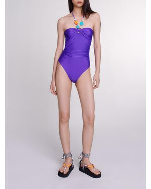 Maje One-Piece Swimsuit With Jewelry - Purple