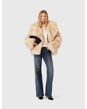Maje Oversized Faux Fur Coat - Blue