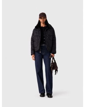 Maje Reversible Sequin Puffer Jacket - Blue