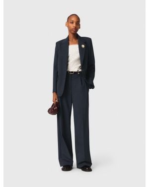 Maje Striped Suit Jacket - Blue