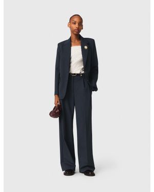 Maje Striped Suit Jacket - Blue