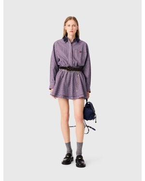 Maje Short Rhinestone Checked Dress - Purple