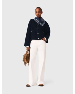 Maje Double-Faced Jacket, Braided Trim - Blue