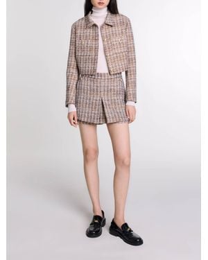 Maje Short Tweed Jacket - Brown