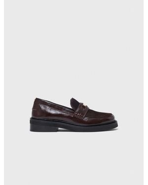 Maje Leather And Suede Loafers - Multicolour