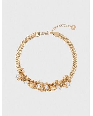 Maje Asymmetric Wide Chain Bracelet - White