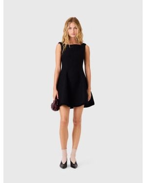 Maje Short Fringed Tweed Dress - Black