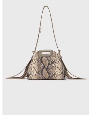 Maje Python-Embossed Miss M Mini Bag - White
