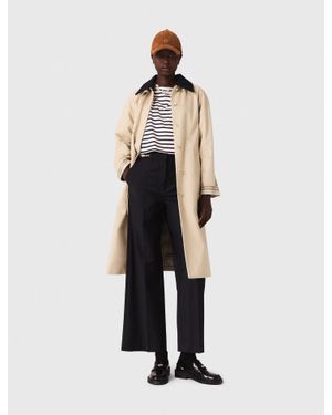 Maje Contrast Sleeve And Collar Trench - White