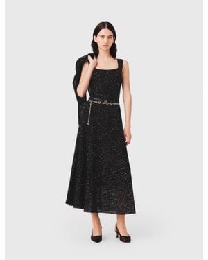 Maje Rhinestone Knit Maxi Dress - White