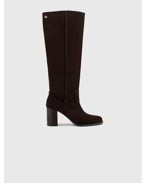 Maje Heeled Suede Boots - Black
