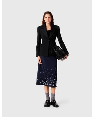 Maje Slim-Fit Tuxedo Jacket - Black