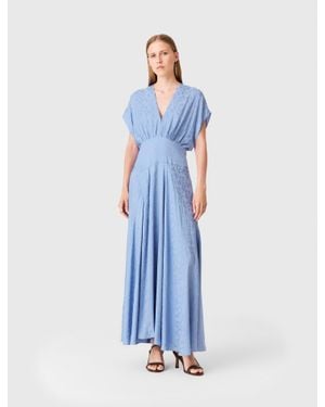 Maje Patterned Jacquard Maxi Dress - Blue