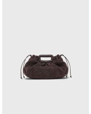 Maje Milpli Bouclé Effect Clutch Bag - Brown
