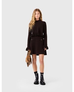 Maje Knit Dress With Removable Jumper - Black