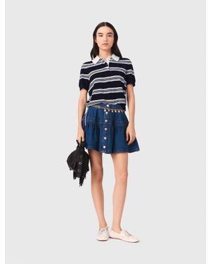 Maje Short Denim Skirt - Blue