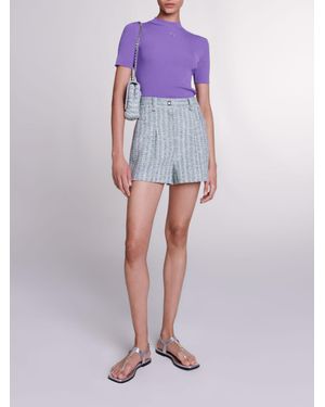 Maje Tweed Shorts - Purple