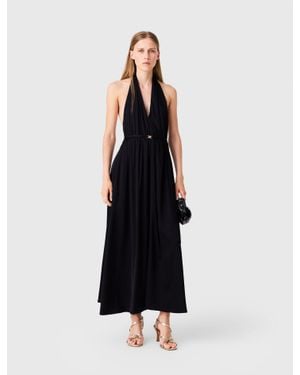 Maje Backless Pleated Maxi Dress - White