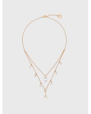 Maje Double Rhinestone Charm Necklace - White