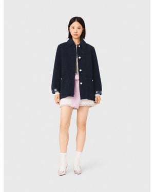 Maje Reversible Faux Shearling Jacket - Blue