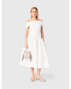 Maje Rib Knit Bardot-Neck Top - White