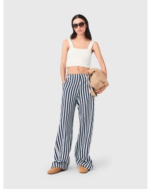 Maje Linen Blend Sailor Pants - Blue