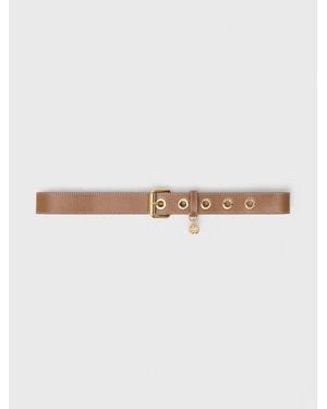 Maje Ceinture En Cuir À Œillets - Blanc