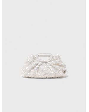 Maje Sequins Milpli Mini Clutch - White
