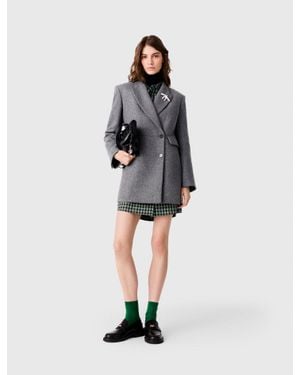 Maje Mid-Length Wool Blend Coat - Gray