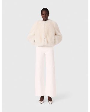 Maje Short Faux Fur Jacket - White