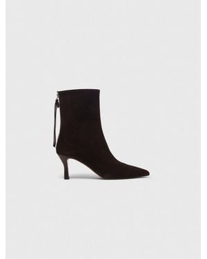 Maje Zip-Stiefeletten Aus Veloursleder - Weiß