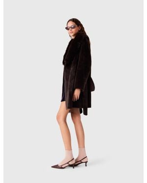 Maje Mid-Length Faux Fur Coat - White
