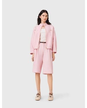 Maje Linen Blend Bomber Jacket - Pink