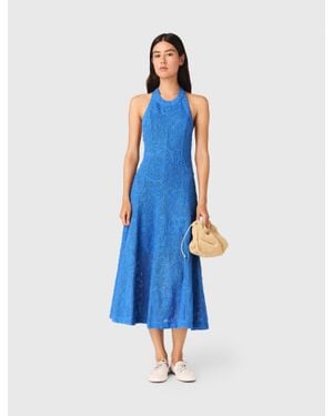 Maje Backless Guipure Maxi Dress - Blue