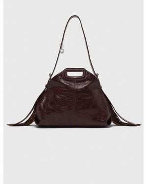 Maje Crackled Leather Miss M Bag - Brown