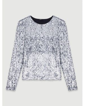 Maje Long-Sleeved Sequinned Top - Blue