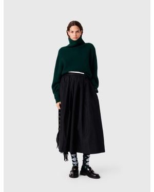 Maje Maxi Skirt With Contrast Waistband - White