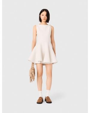 Maje Short Flared Tweed Dress - White