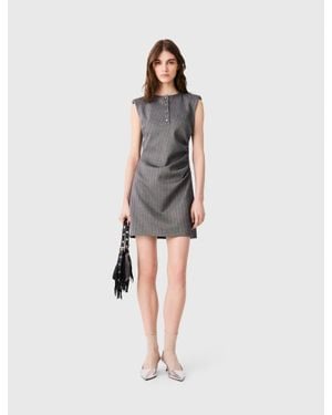 Maje Short Rhinestone Tailored Dress - White