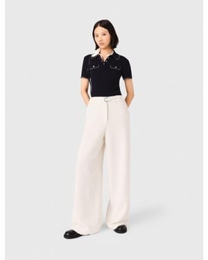 Maje Wide-Leg Tweed Trousers - White