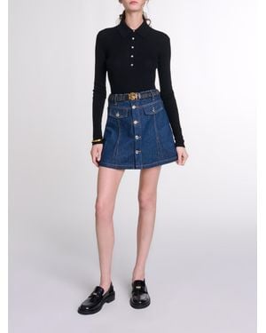 Maje Wool And Silk Bodysuit - Blue