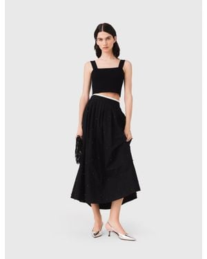 Maje Knitted Crop Top With Straps - White