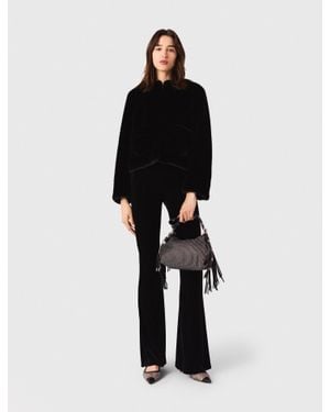 Maje Stretch Velour Trousers - Black