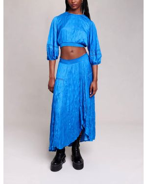 Maje Woman's Polyester Lace: Long Skirt For Fall/winter, Size Extra Small, In Color Blue / Blue