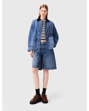 Maje Faded Denim Jacket - Blue