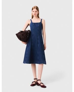 Maje Long Denim Flared Dress - Blue