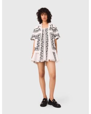 Maje Short-Sleeved Embroidered Shirt - White
