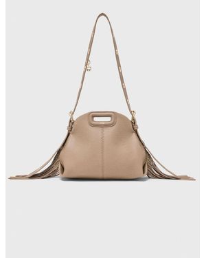 Maje Grained Leather Mini Miss M Bag - Natural