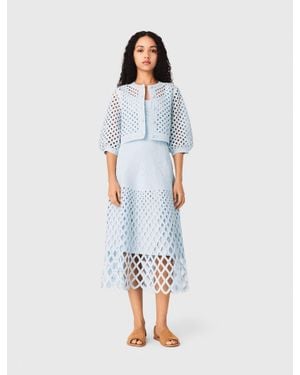 Maje Cardigan En Crochet Strassé - Bleu