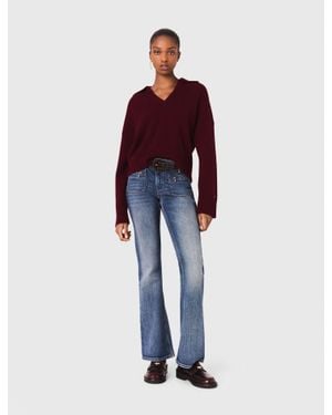Maje Open Polo Collar Jumper - Red